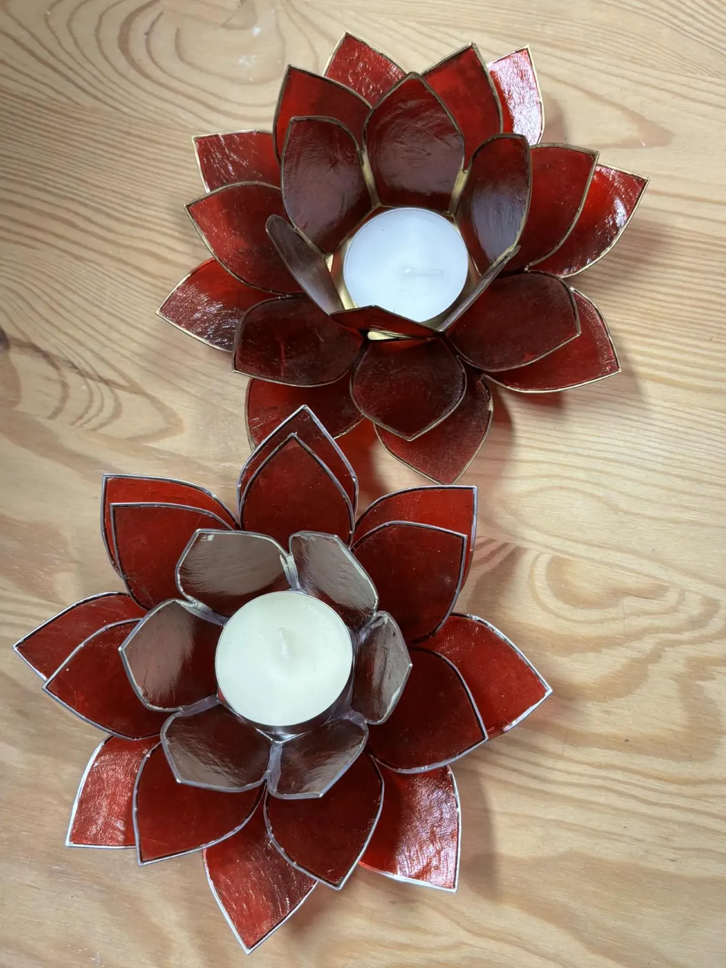 Bougeoir fleur de lotus rouge