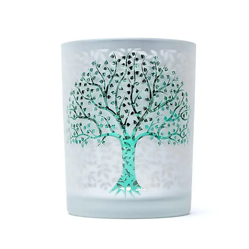 [BG032] Photophore givré/métallique Arbre de Vie L
