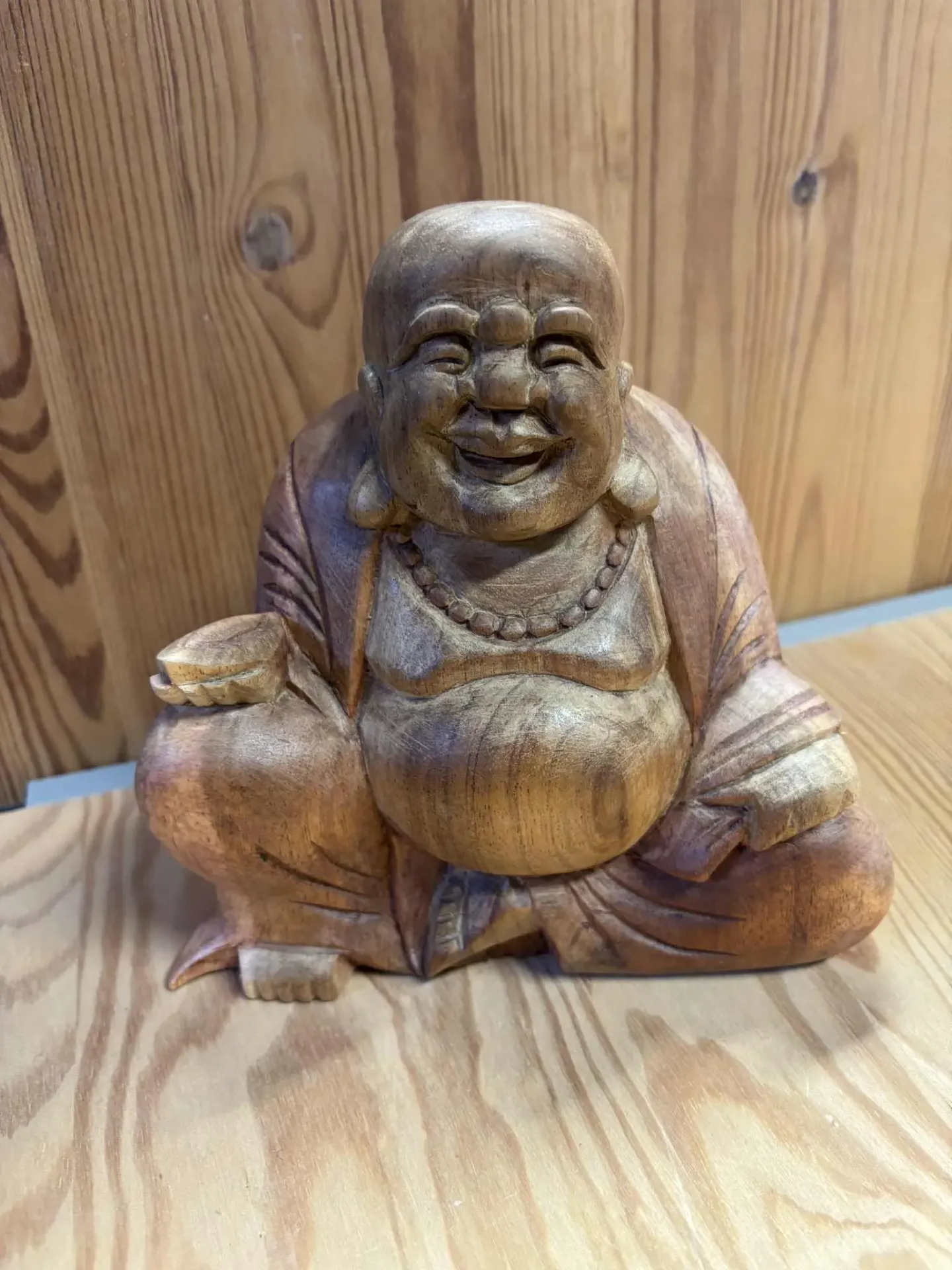 [BOUR017] Bouddha rieur bois L
