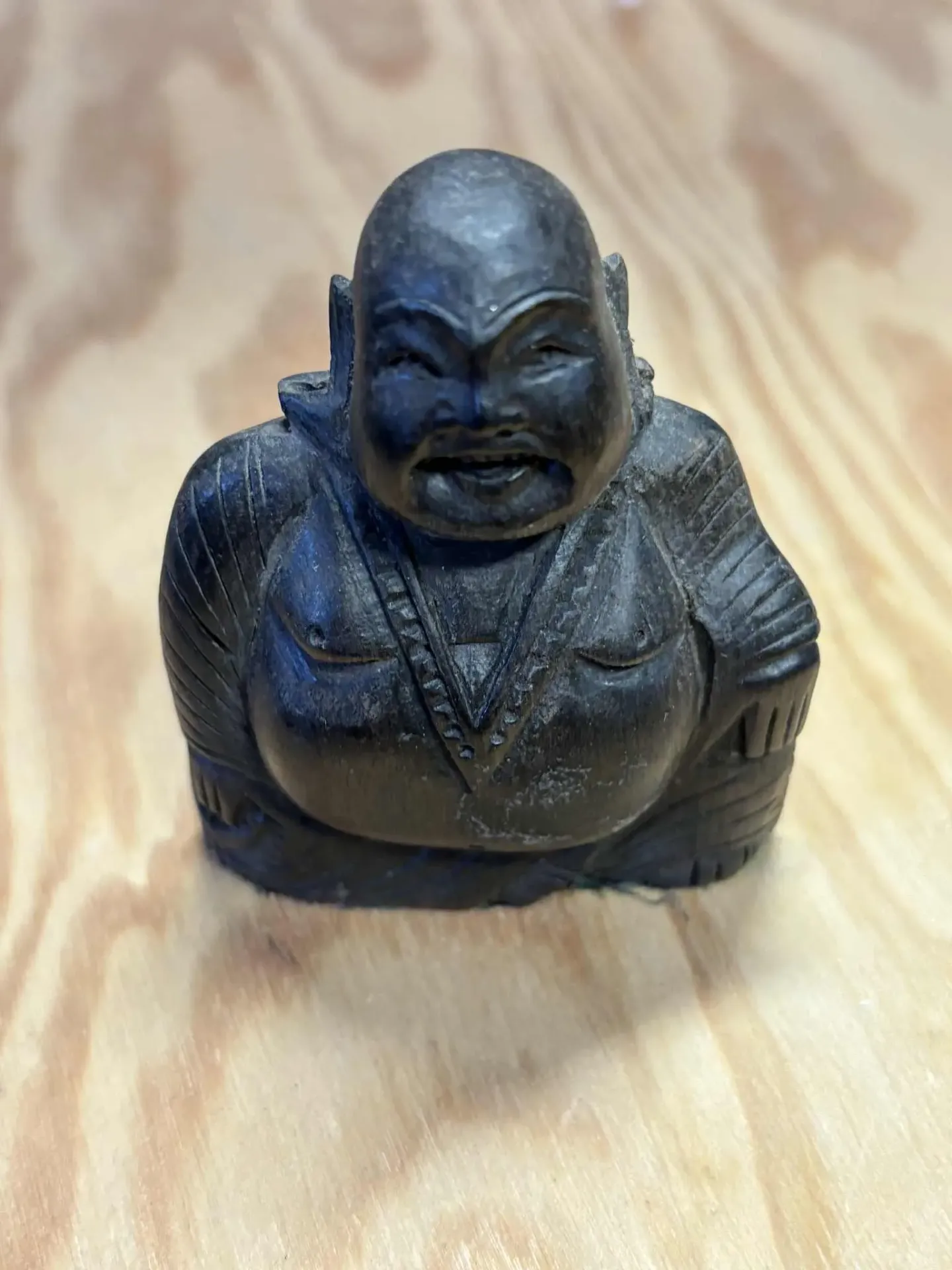 Bouddha rieur en bois s