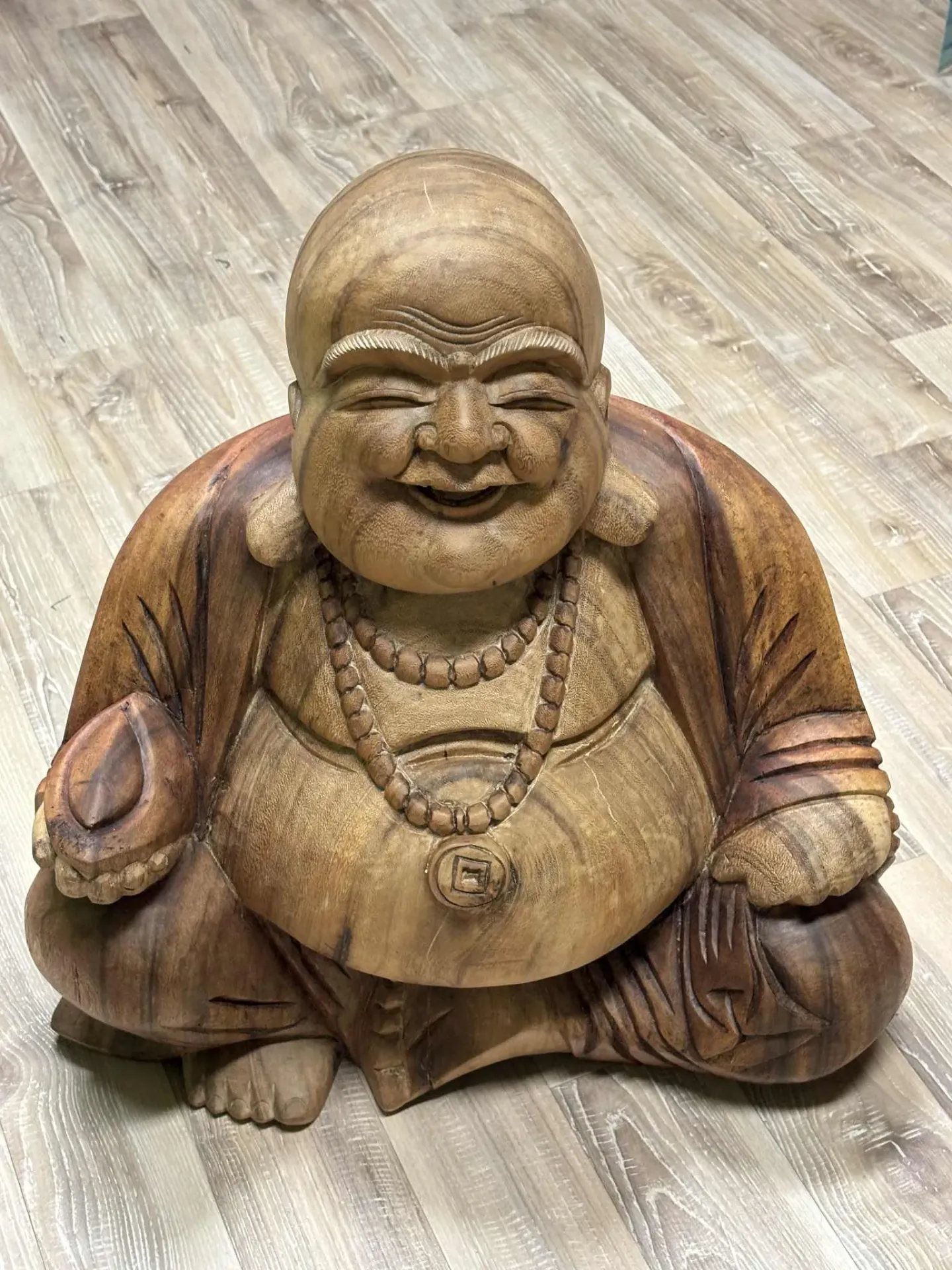 [BOUR015] Bouddha rieur en bois XXL