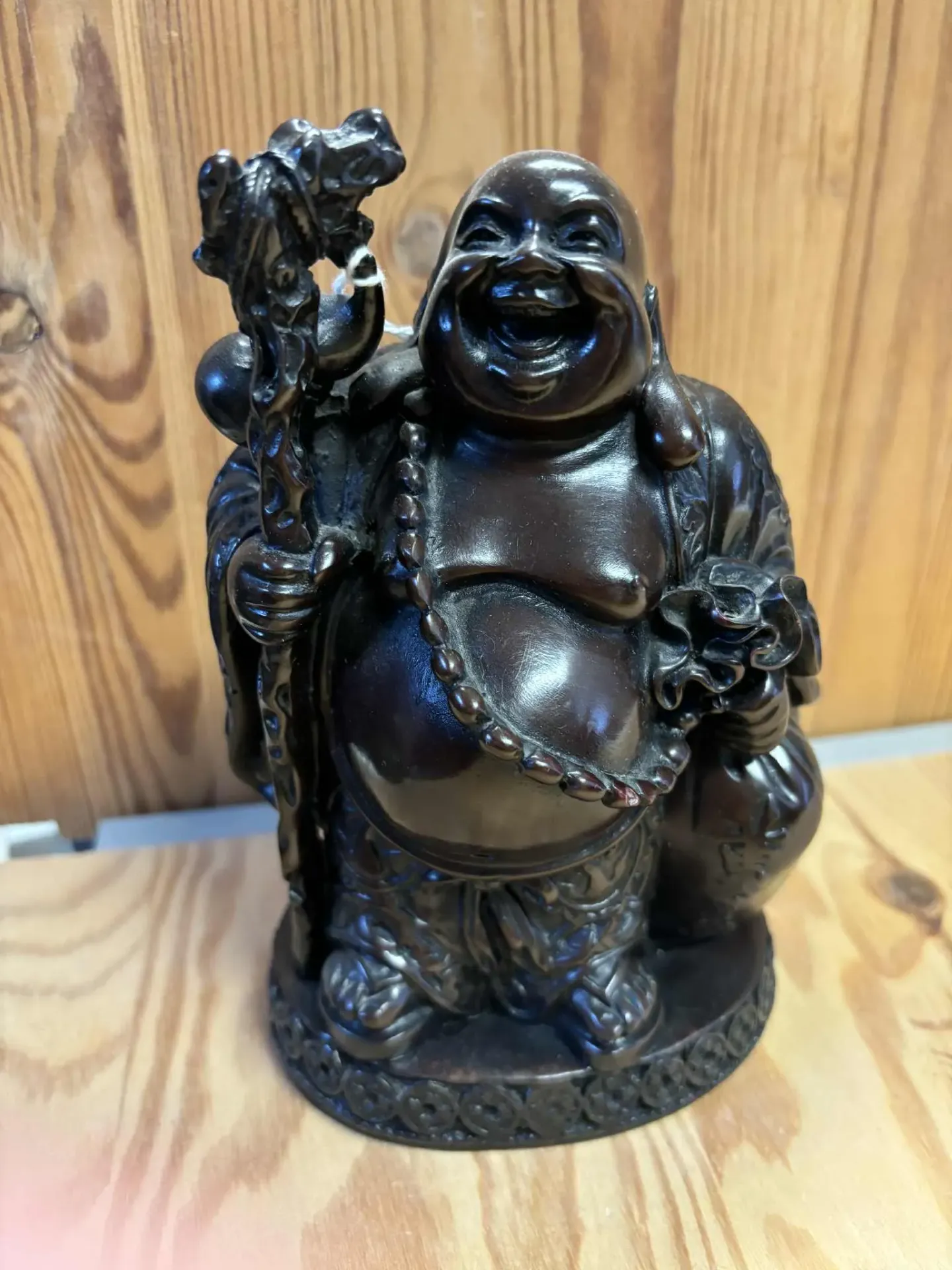 [BOUR028] Bouddha rieur en résine noire