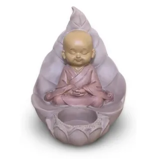 [BOUR038] Bouddha rieur Bougeoir lotus