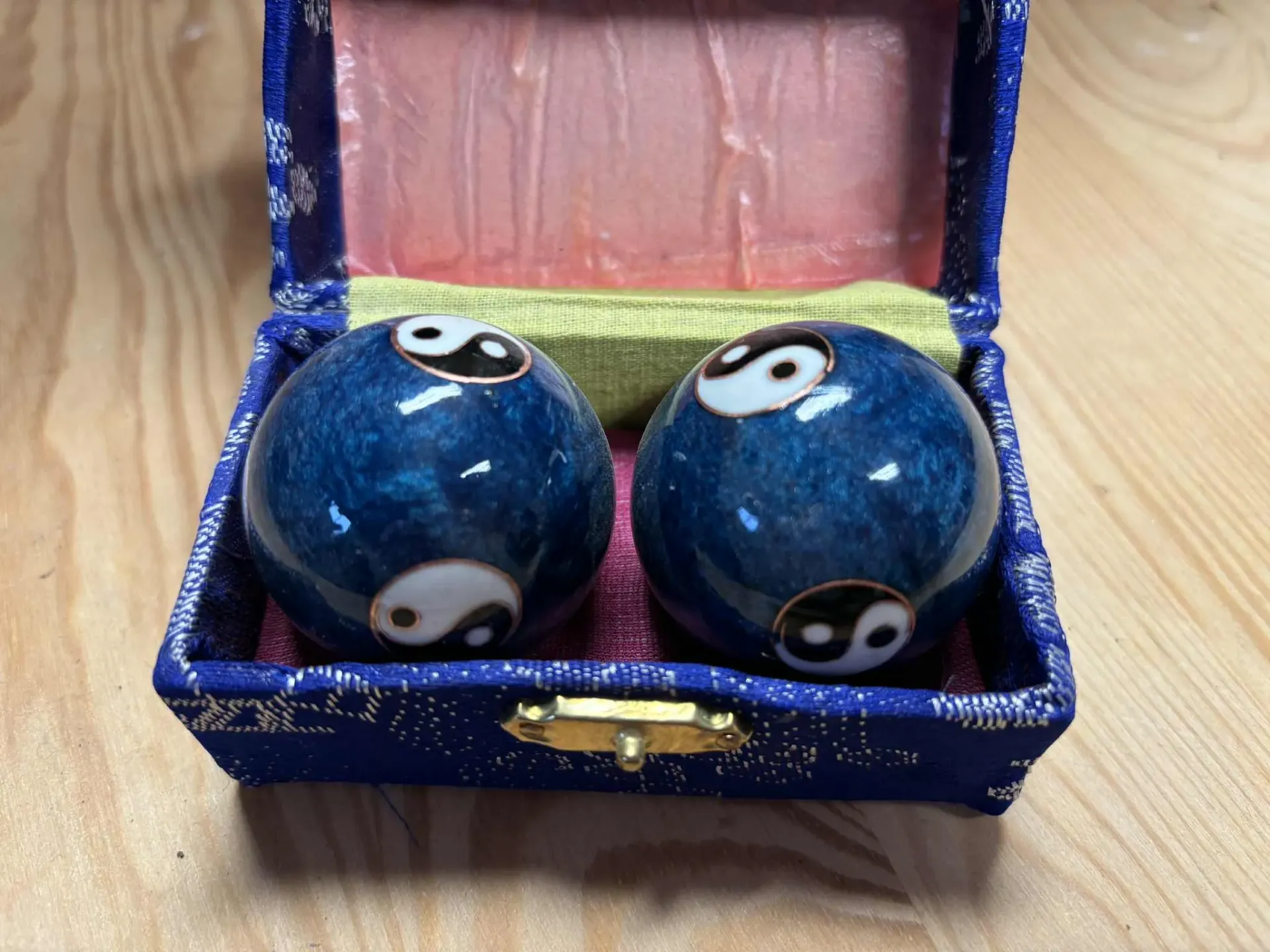 [BOUL006] Boules de santé Qi Gong Yin & yang bleu