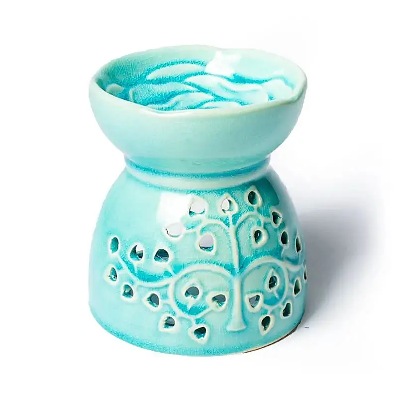 Brûleur à huile Arbre de Vie céramique turquoise