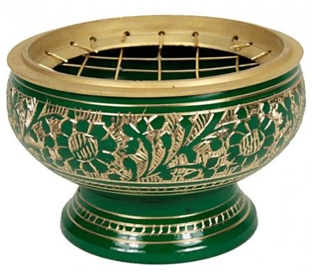 Brûle encens à charbon en laiton vert