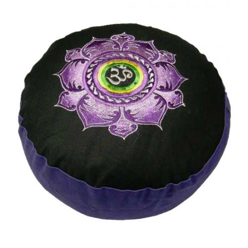 Coussin méditation lotus et OM violet/noir