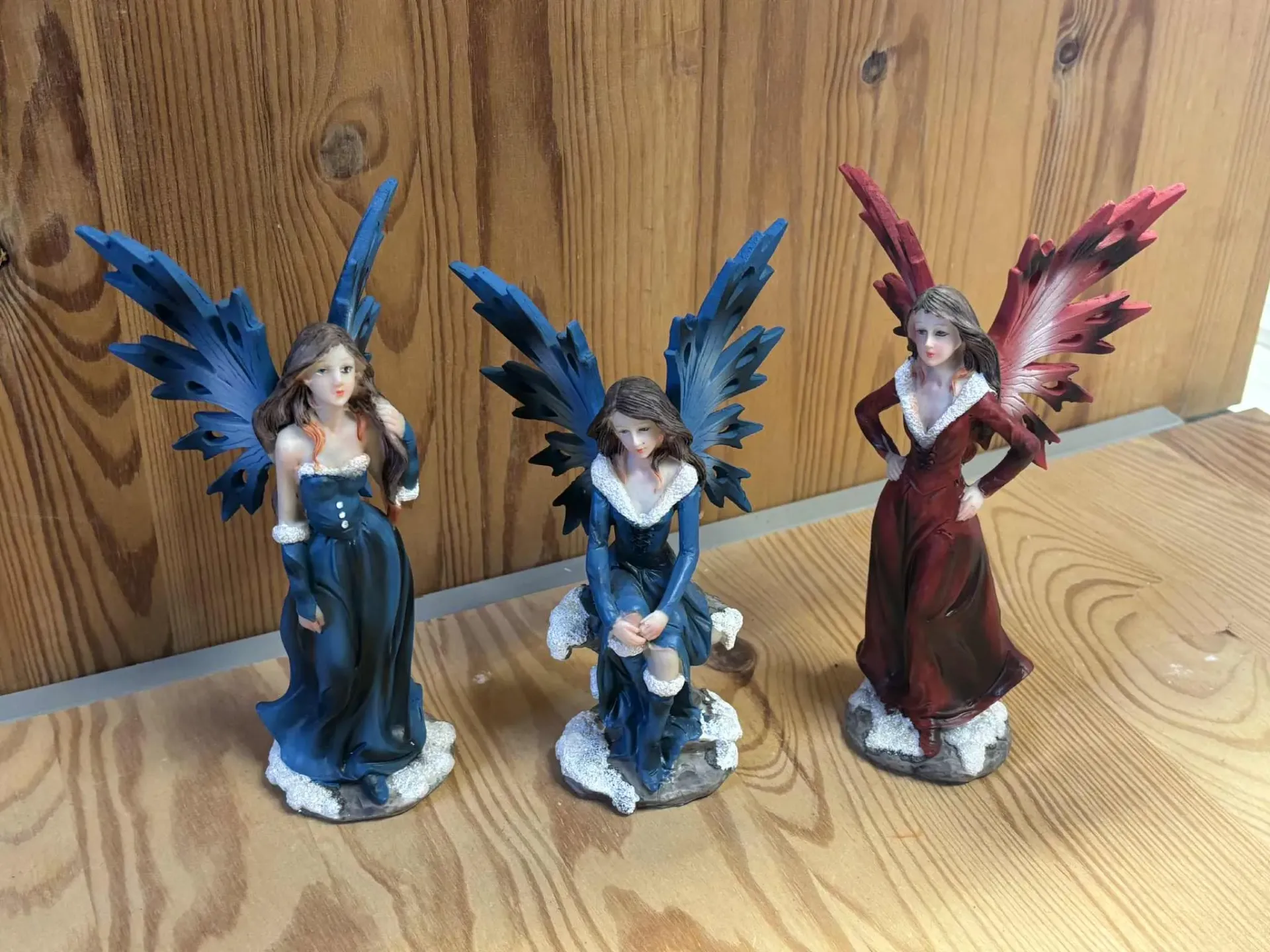 Fées rouge/bleu en résine