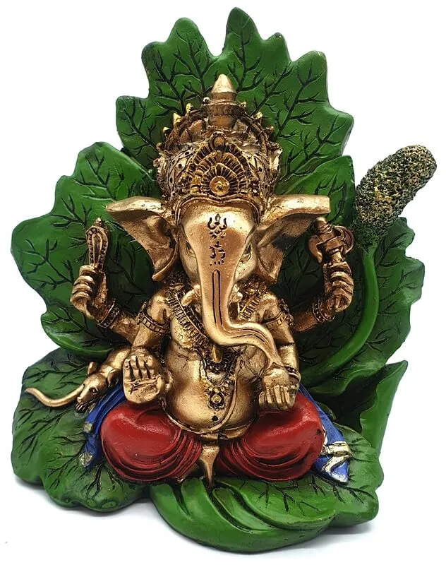[GAN003] Ganesh sur Feuille en résine