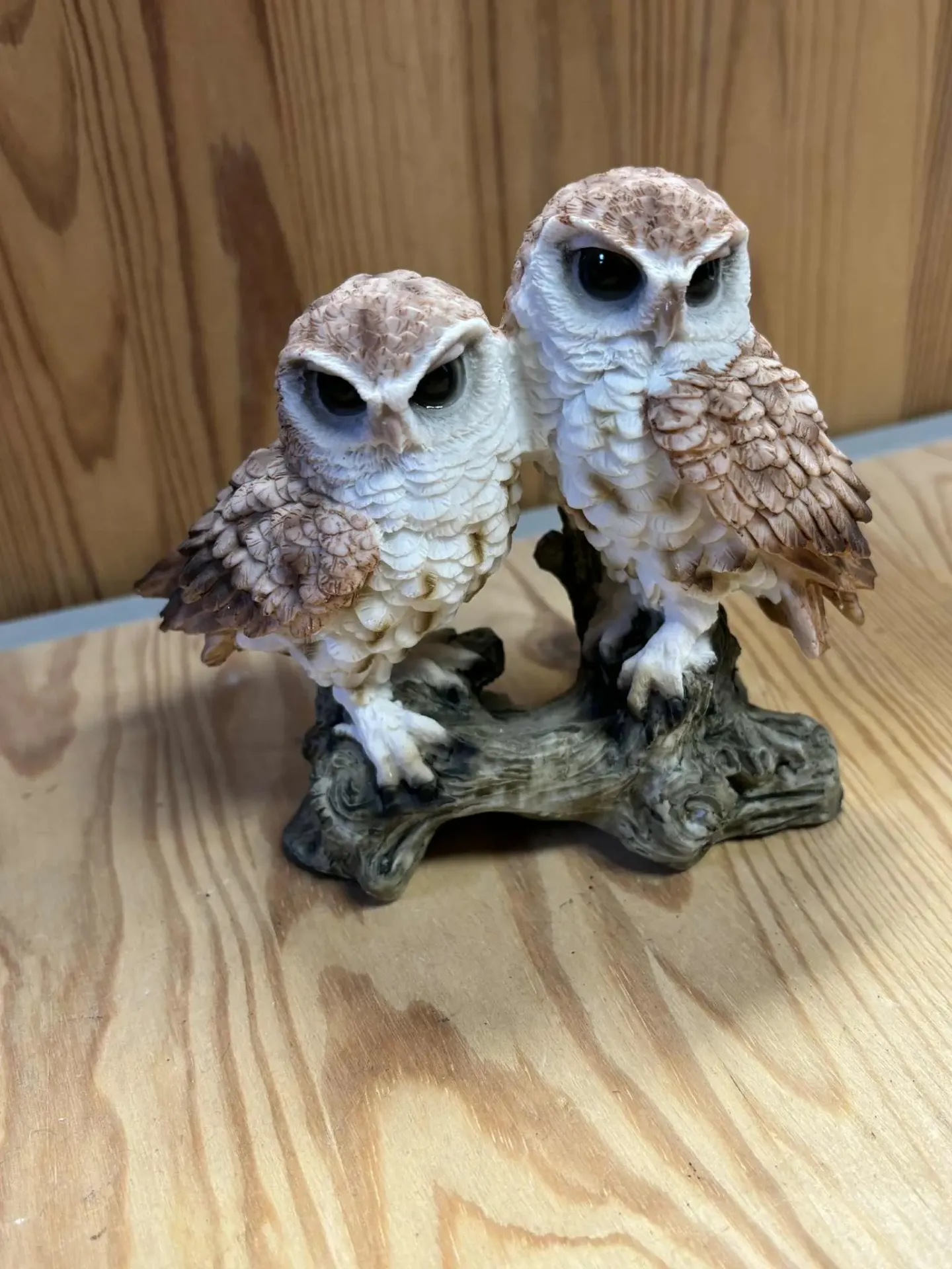 [HIB003] Hiboux couple en résine