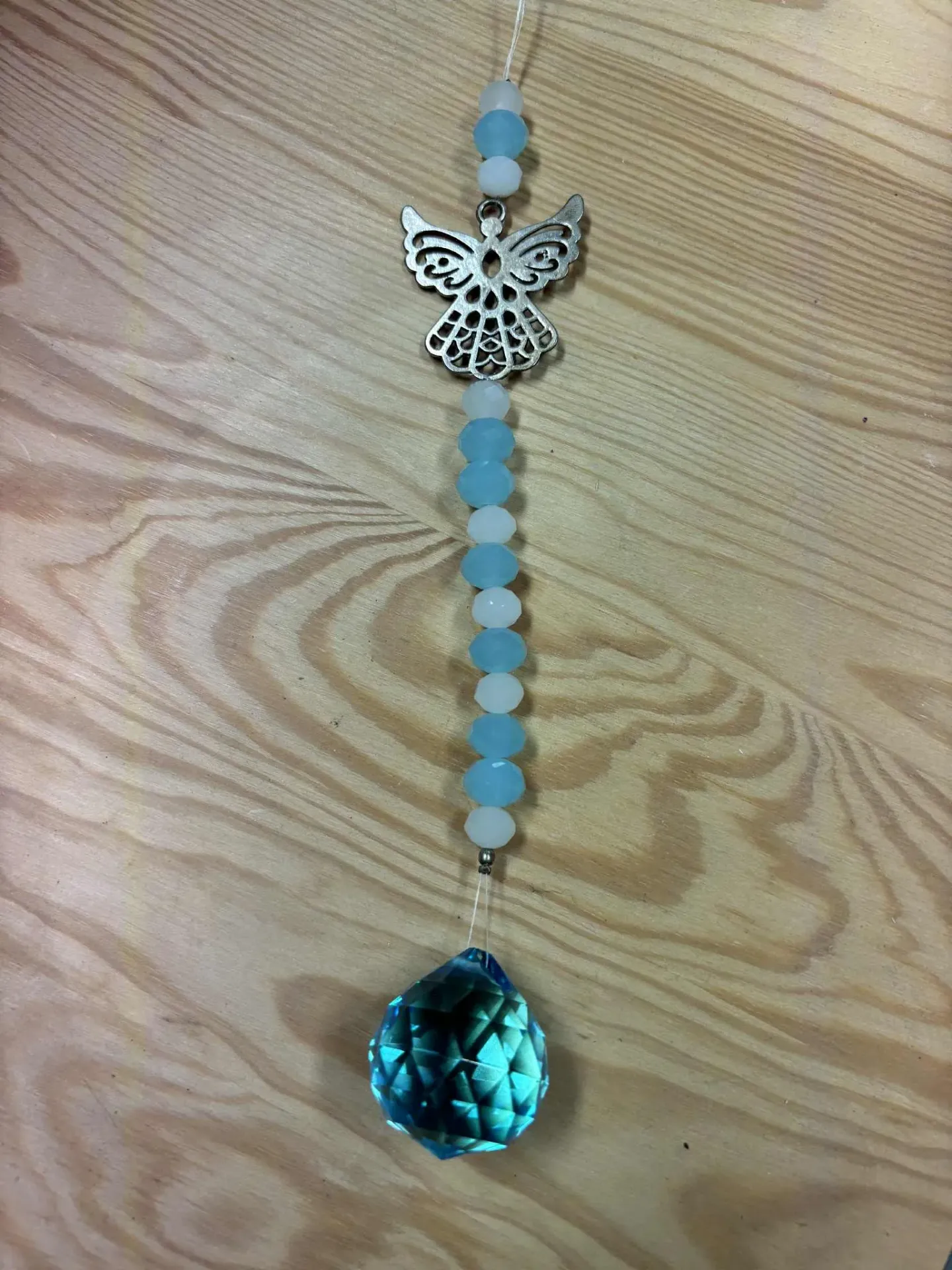 Mobile Feng Shui ange cristal bleu/blanc