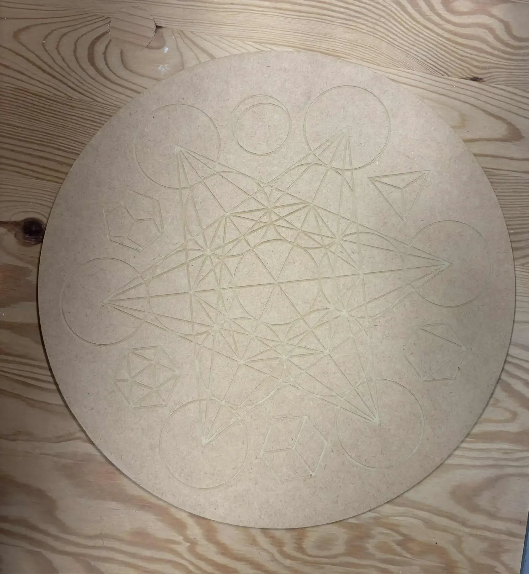 Plaque en bois Métatron & formes géométriques