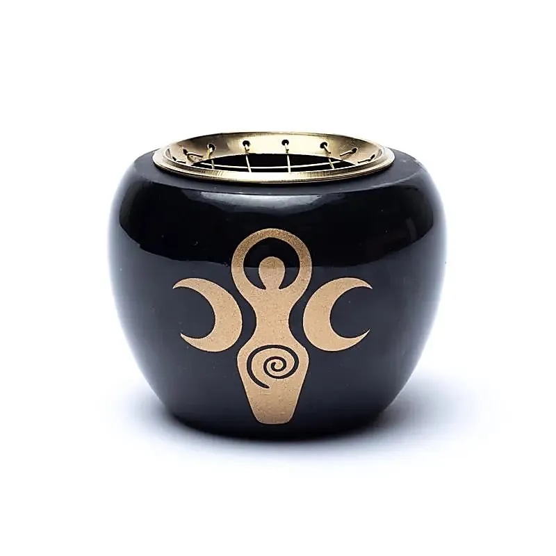 [PCH002] Brûle encens à charbon symbole de déesse noir & or