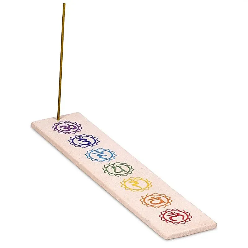 Porte encens en grès 7 chakras