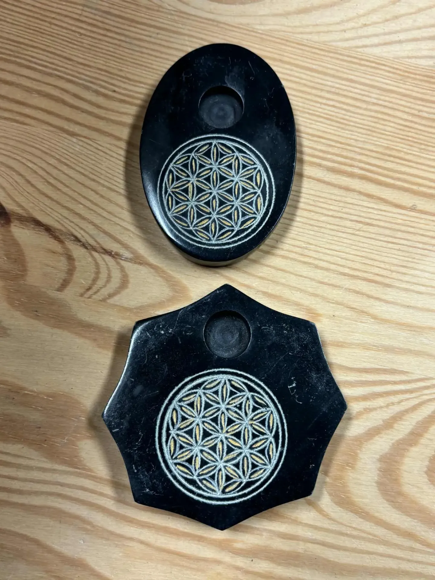 Porte encens Fleur de vie en pierre de savon