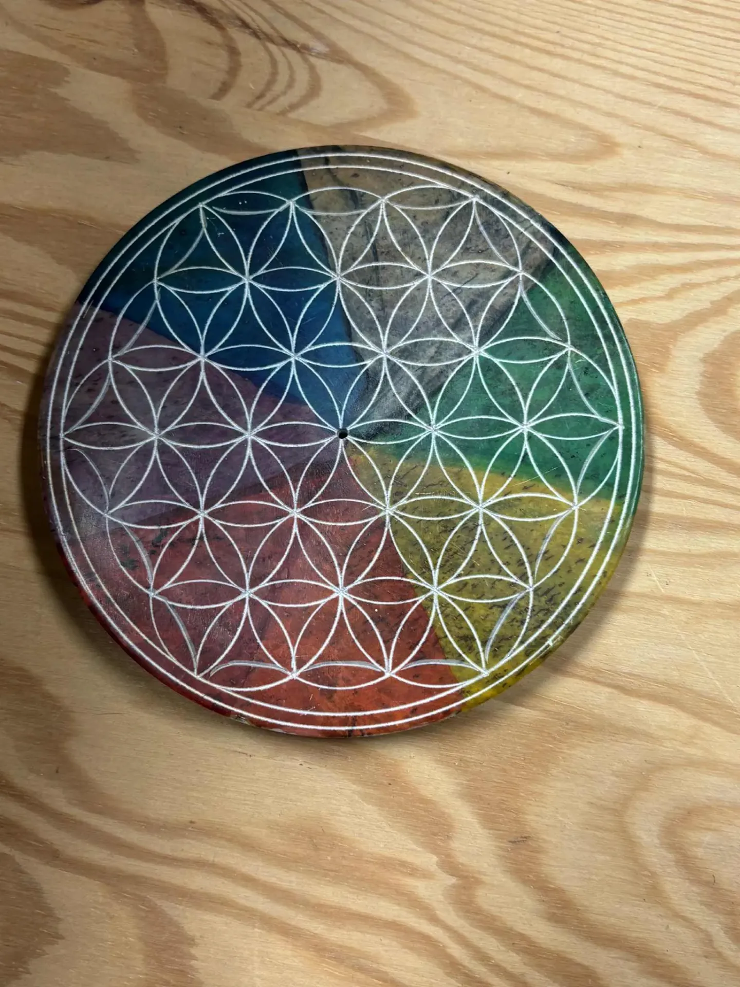 Porte encens fleur de vie en pierre de savon