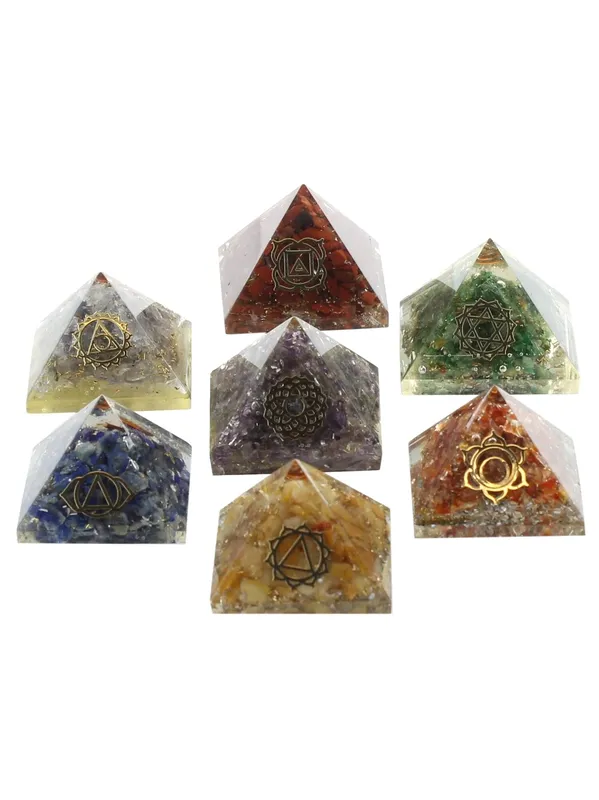 Pyramide d'orgonite Chakras