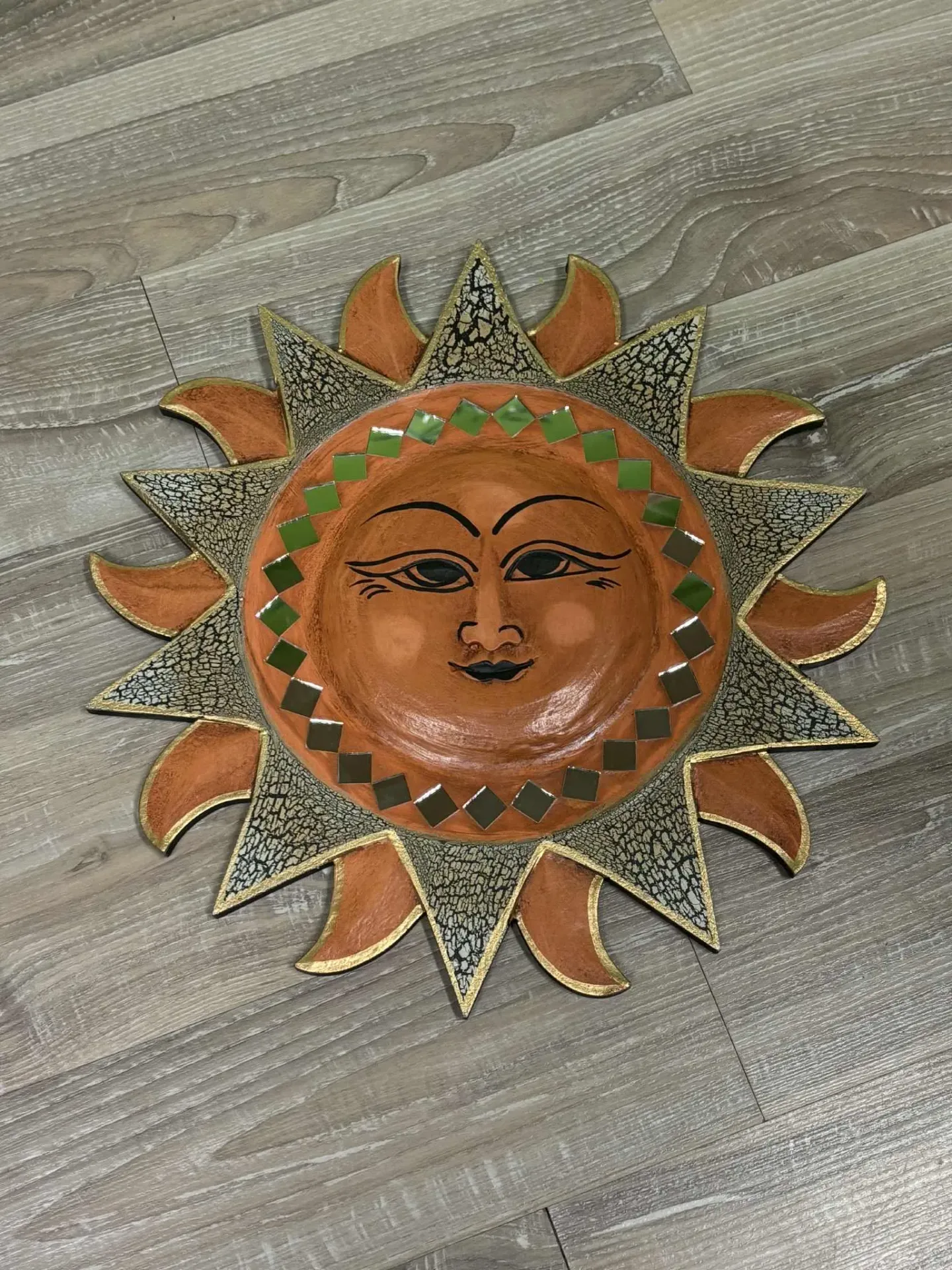 [SOL002] Soleil en bois grand miroirs