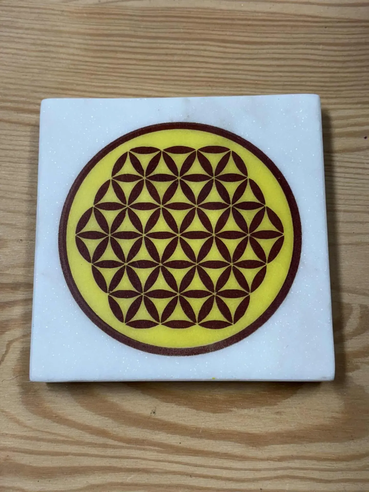 Plaque en marbre fleur de vie