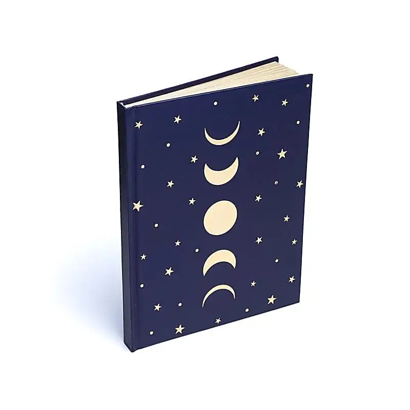 [Ca711cb] Carnet phases de lune & étoiles bleu foncé