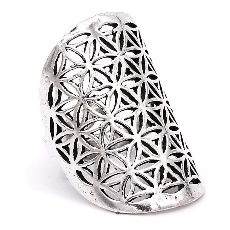 [BAG011] Bague fleur de vie en laiton couleur argent