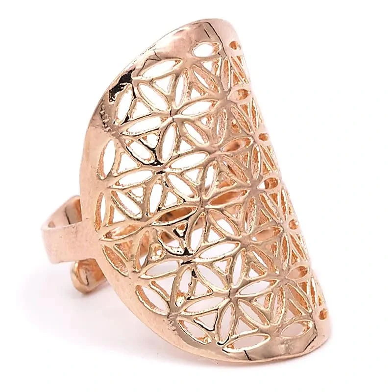 [BAG012] Bague fleur de vie en laiton couleur or rose