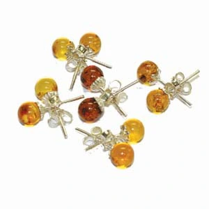 Boucles d'oreilles Ambre de la baltique 6mm