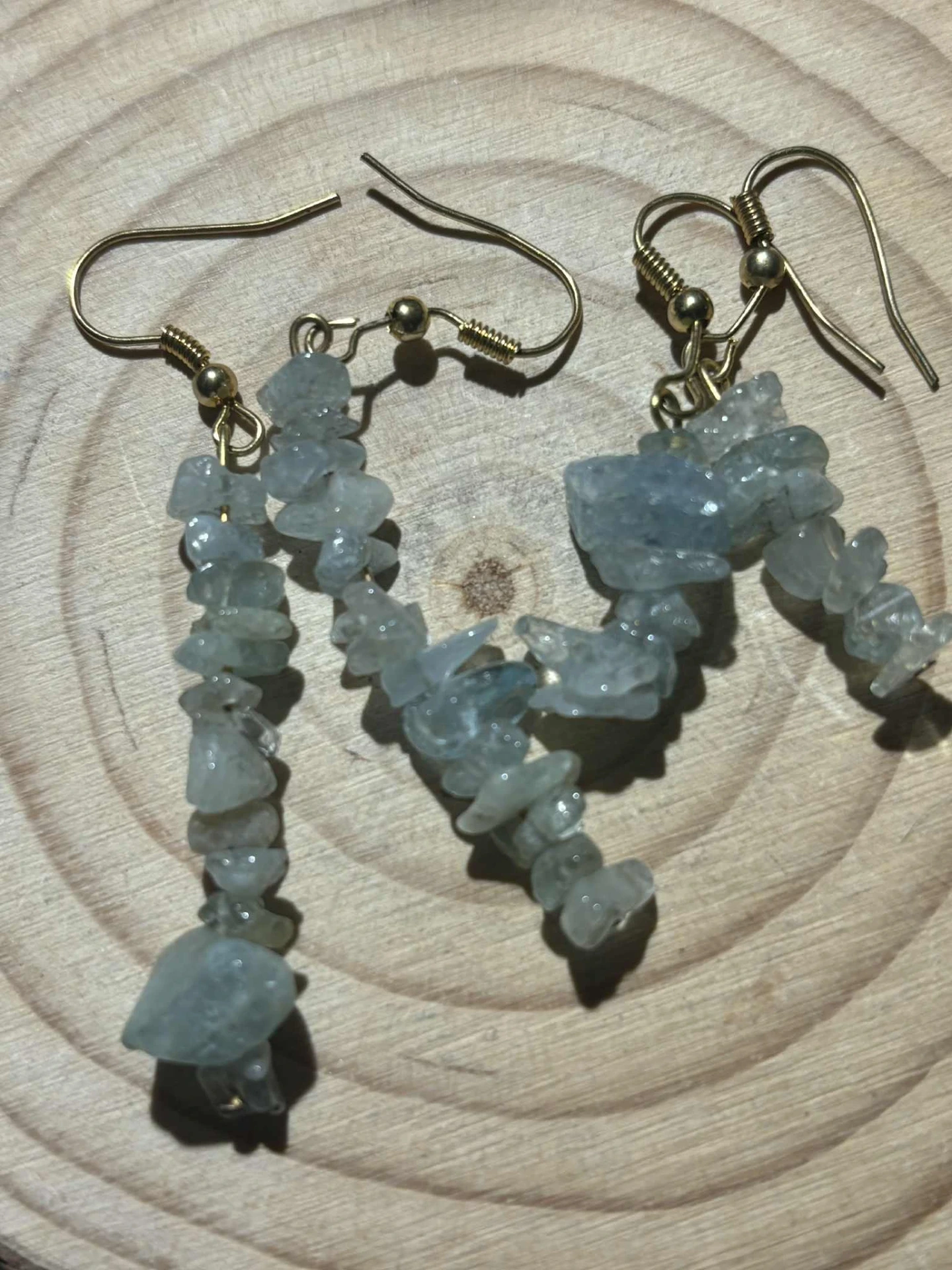 [BO028] Boucles d'oreilles Aigue marine baroque