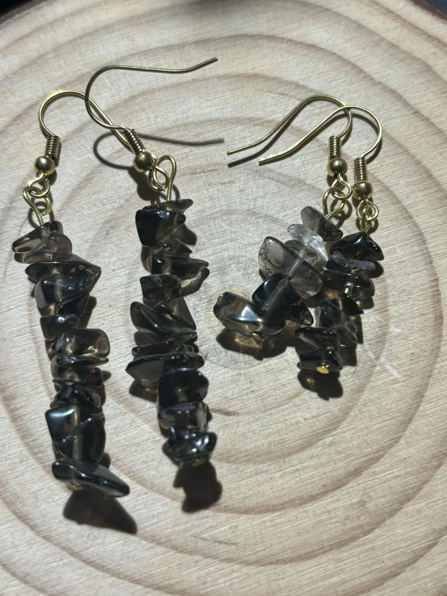 Boucles d'oreilles Quartz fumé baroque