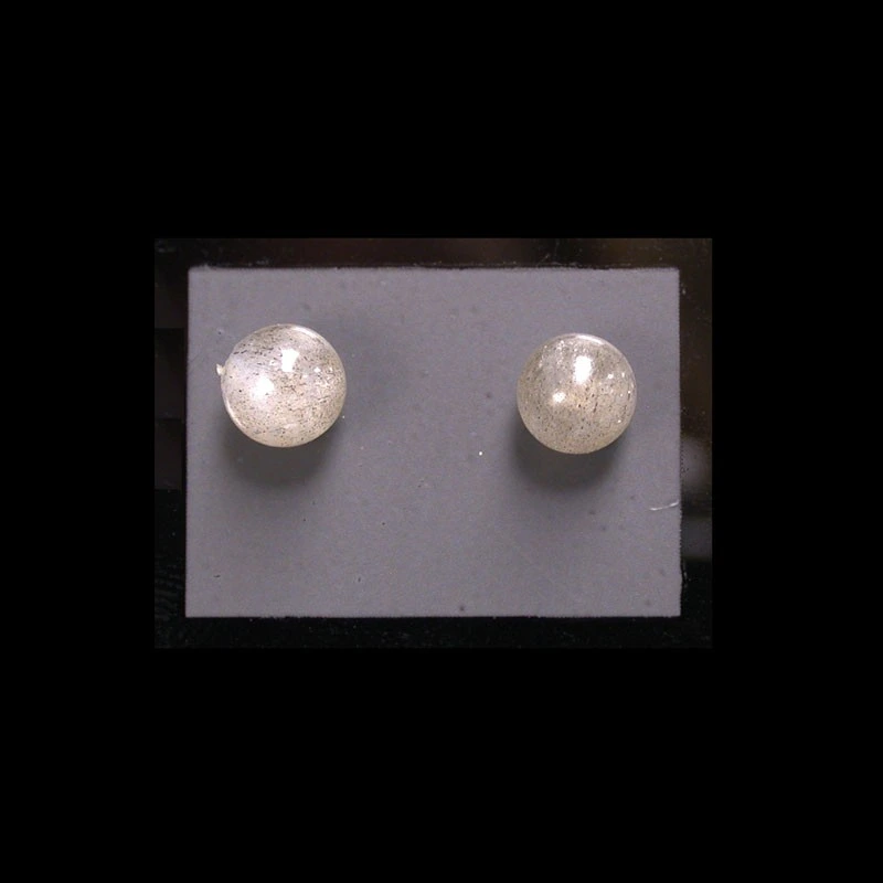 Boucles d'oreilles Labradorite argent Perle 6mm