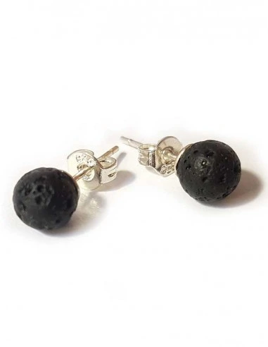 Boucles d'oreilles Pierre de lave argent 6mm