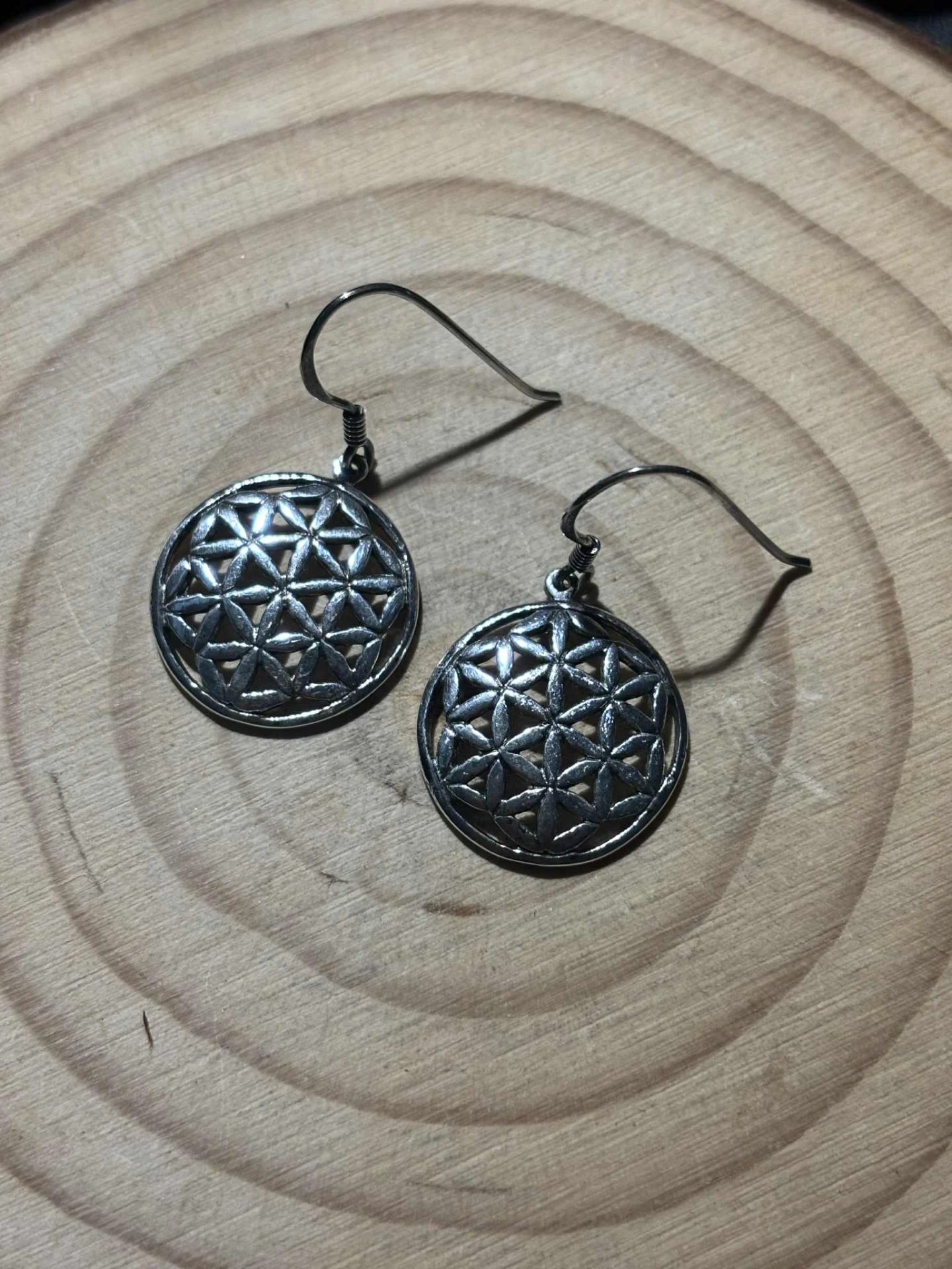 Boucles d'oreilles Fleur de vie en argent