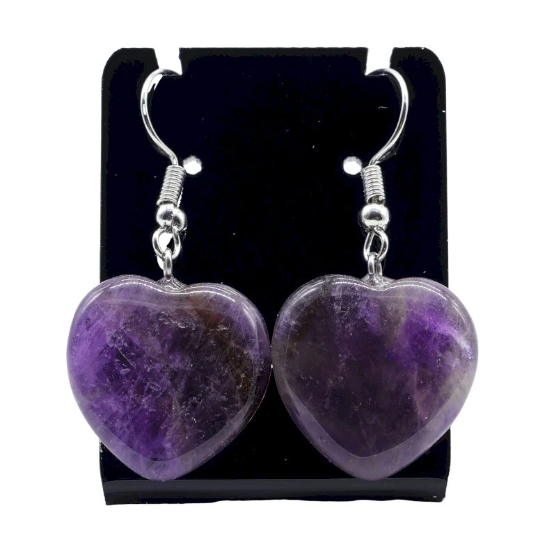 [BO017] Boucle d'oreille Cœurs Améthyste
