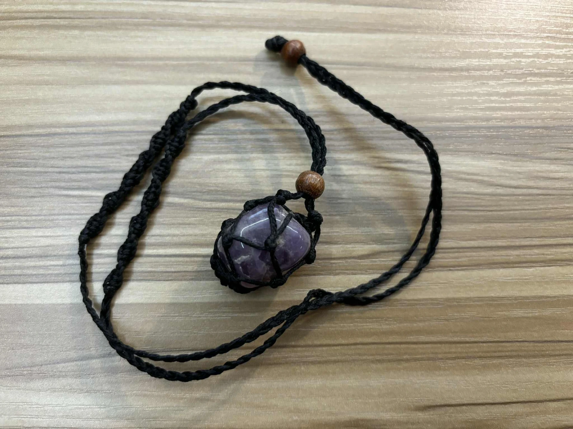 Collier macramé Améthyste