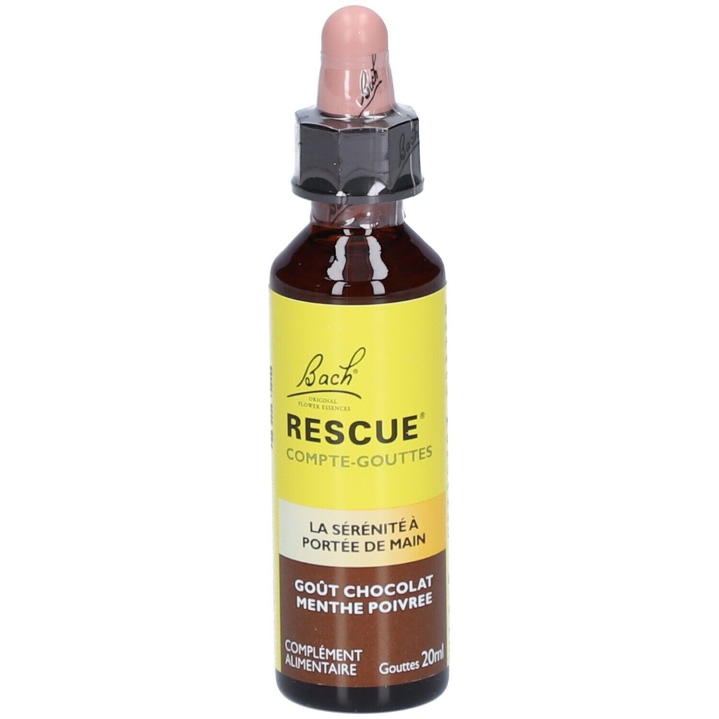 Rescue Bach Compte-Gouttes Goût Chocolat Menthe Poivrée 20 ml