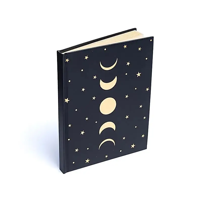 Carnet phases de lune & étoiles noir