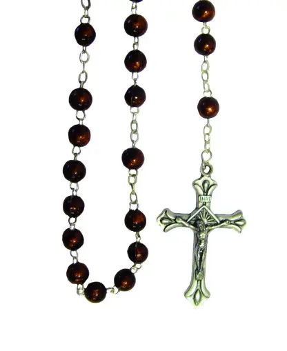 Chapelet perles marron