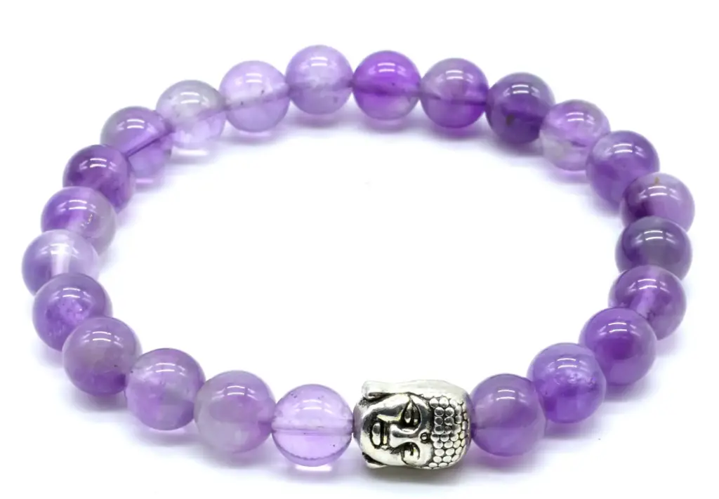 Bracelet Améthyste & Bouddha 8mm