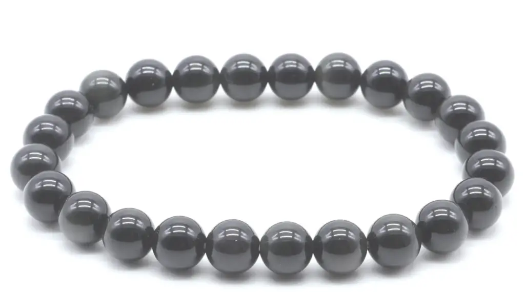 Bracelet Obsidienne noire perles 8mm