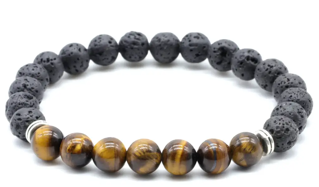 Bracelet Œil de Tigre & Pierre de lave 8mm