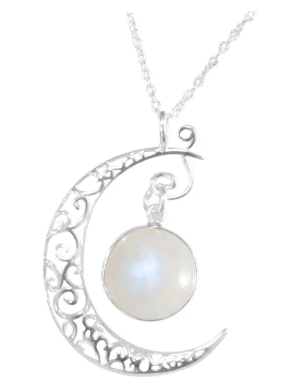 Collier Croissant Pierre de lune Argent