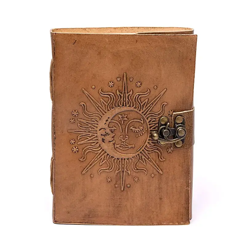 Carnet de note Soleil & Lune avec couverture en cuir synthétique