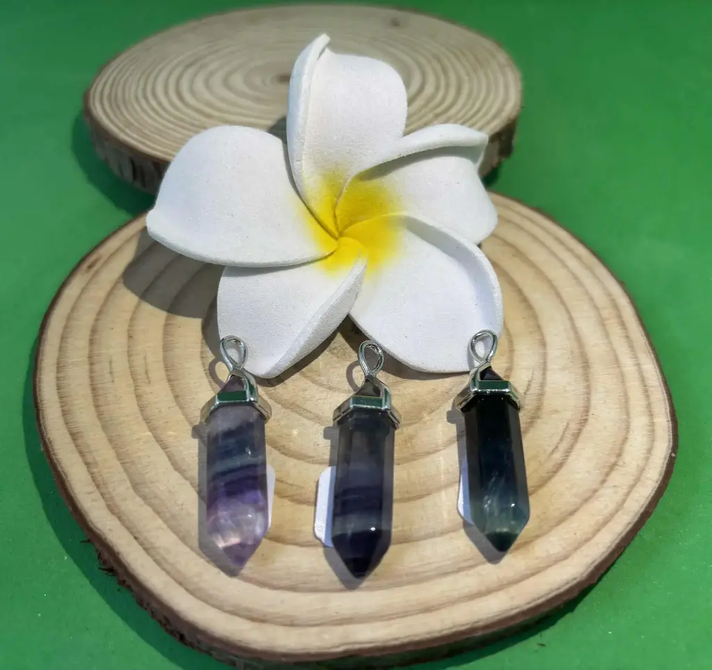 Pendentif pointe Fluorite multicolore