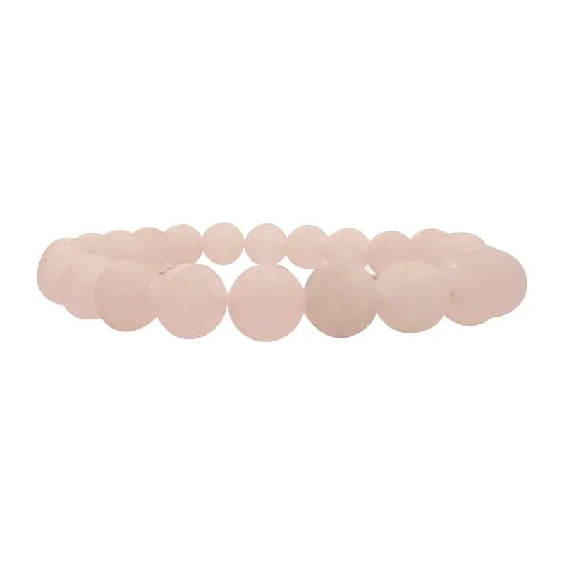 Bracelet quartz rose 8mm dépoli