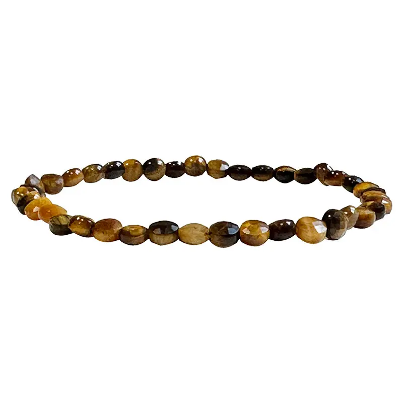 Bracelet Œil de Tigre disque plat facetté