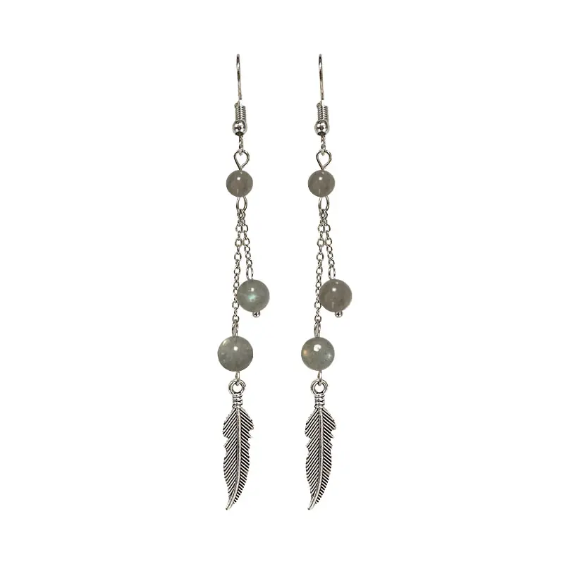 Boucle d'oreille plume Labradorite