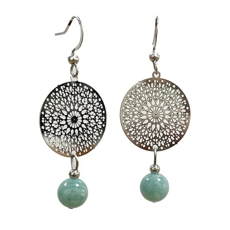 Boucles d'oreilles Amazonite créole mandala
