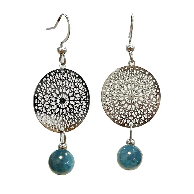 Boucles d'oreilles Apatite créole mandala