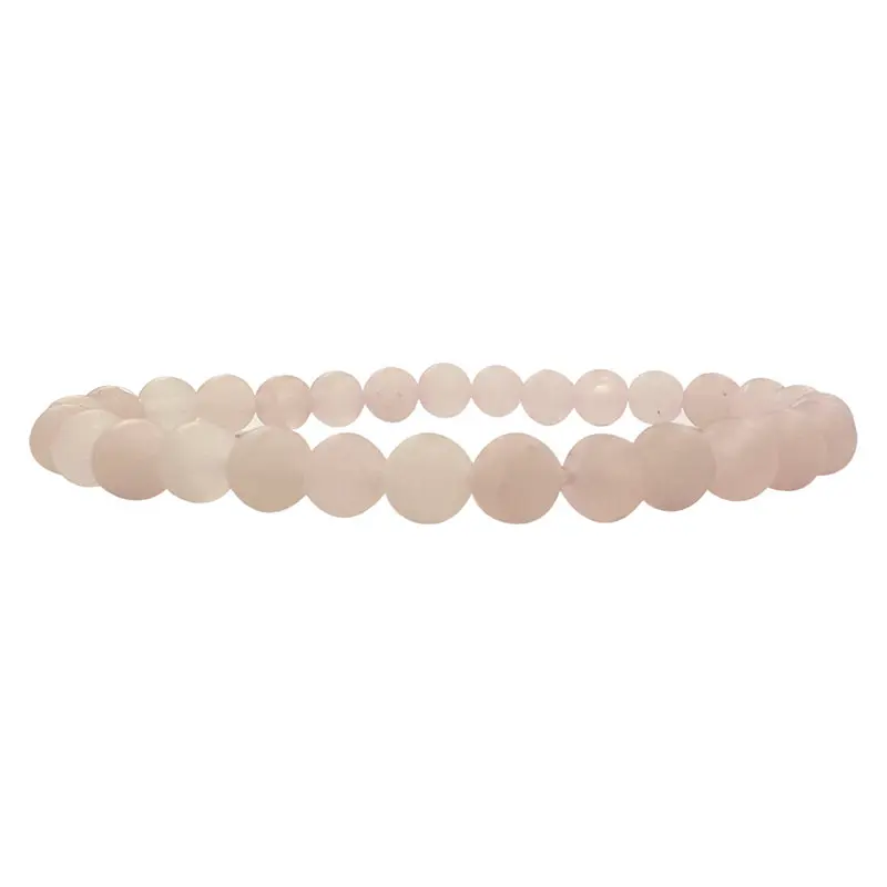 Bracelet quartz rose 6 mm dépoli