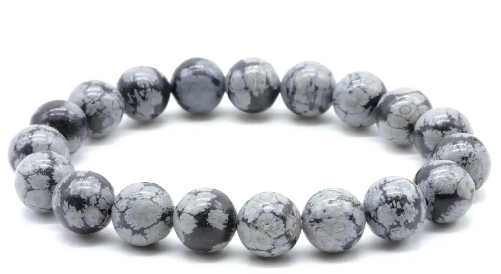 Bracelet Obsidienne Neige perles 10mm